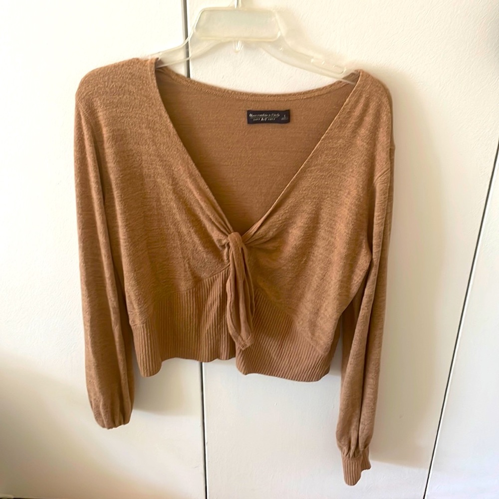 Abercrombie tie crop top in brown